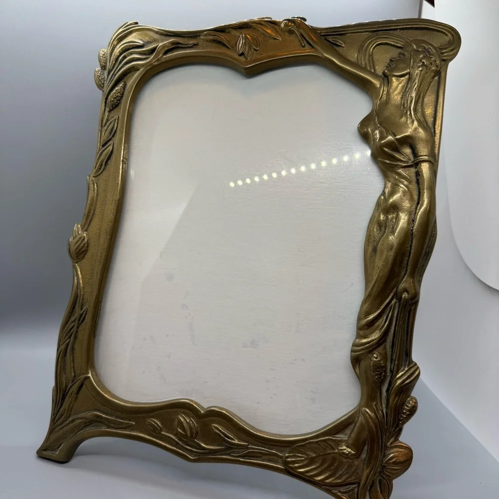 Vintage Art Nouveau Brass Figural Picture Frame – Lady of the Lake Motif